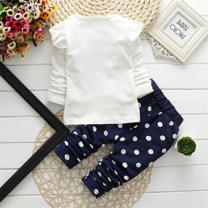 Toddler Girl Cartoon Long Sleeve T-Shirt and Pants 2-Piece Baby Jacket Set (3M-3Years)
