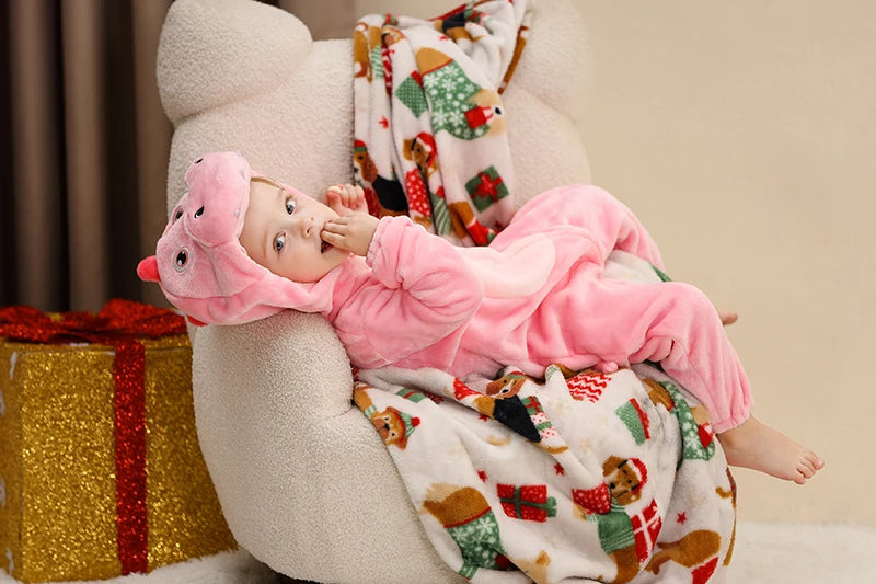 Winter Baby Rompers for Girls and Boys – Hooded Flannel Toddler Infant Overall Jumpsuit Costume (0M-1Years)