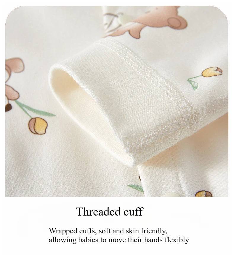 Newborn Baby Onesie 100% Cotton Boys Girls Long Sleeve Printed Jumpsuit