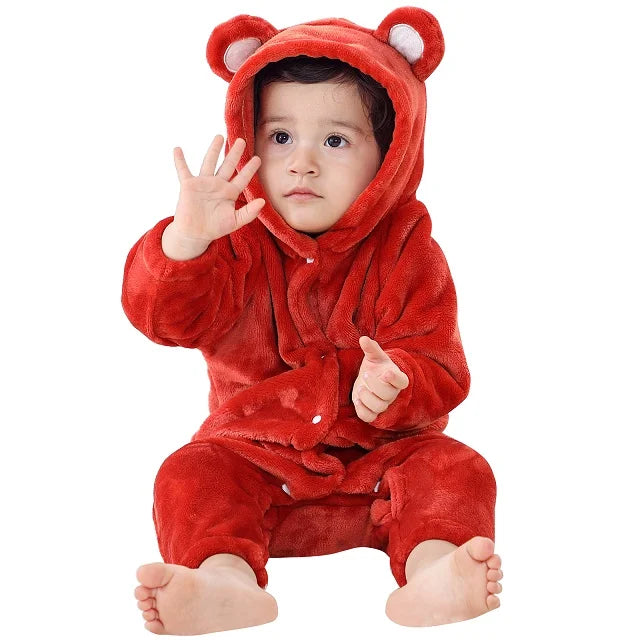 Winter Baby Rompers for Girls and Boys – Hooded Flannel Toddler Infant Overall Jumpsuit Costume (0M-1Years)