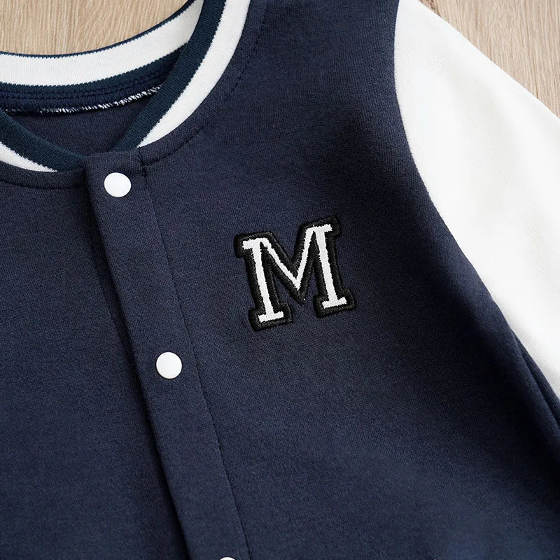 Newborn- Baby Boy & Girls Baseball Suit Cotton Long Sleeved Jumpsuit