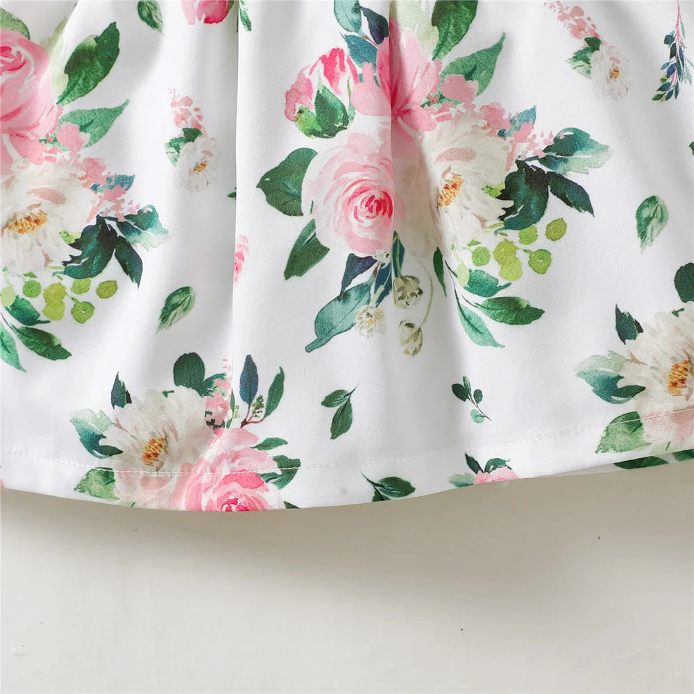 Baby Girl Sleeveless Floral Princess Dress - Fashionable Holiday Outfit for Little Girls (1-5 Years).