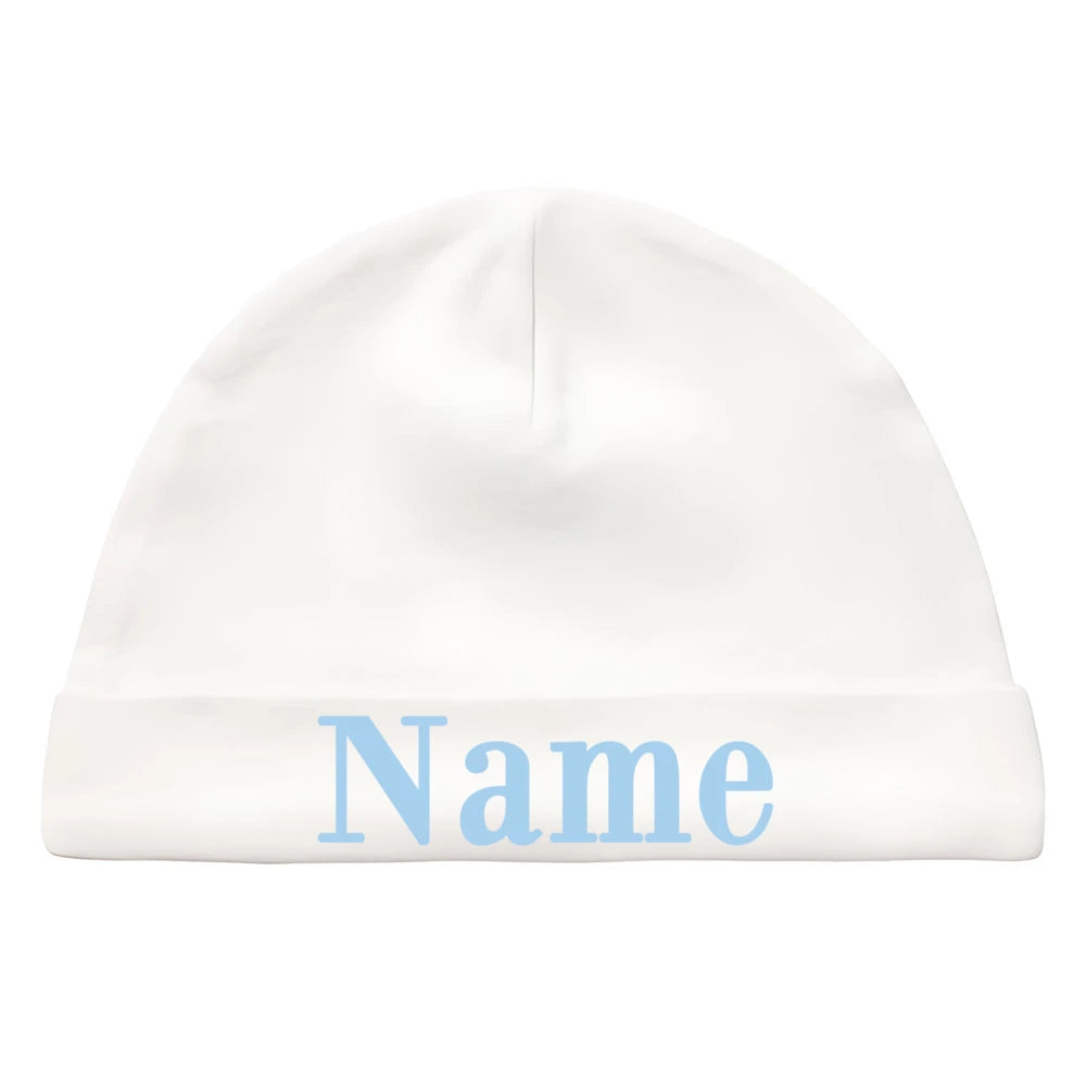 Personalize Baby Beanies Caps Newborn Hospital Hat Monogram Infant Cotton Windproof Hats Custom Name Headwear Baby Shower Gifts