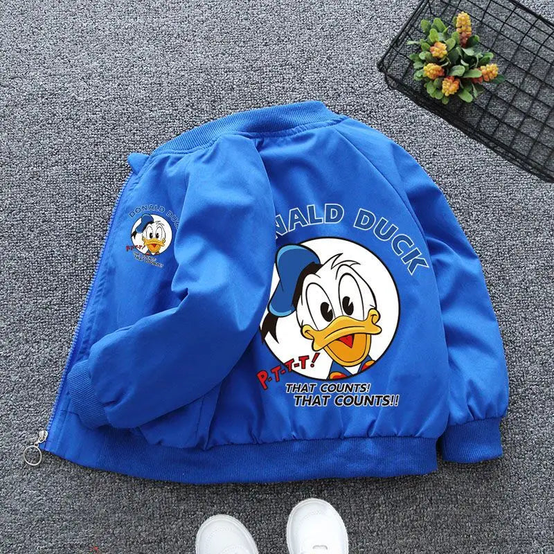 New Spring Kids' Windbreaker: Adorable Mickey, Minnie Mouse & Donald Duck Print Jacket for Boys and Girls (Ages 1-6).
