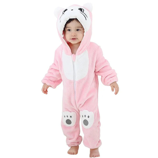 Winter Baby Rompers for Girls and Boys – Hooded Flannel Toddler Infant Overall Jumpsuit Costume (0M-1Years)