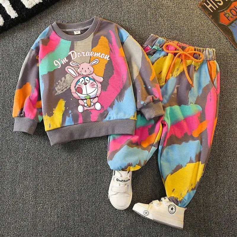 Kids' Cartoon Sweatshirt and Pants – 2-Piece Long Sleeve Casual Outfit for Boys and Girls (6M-6Years)