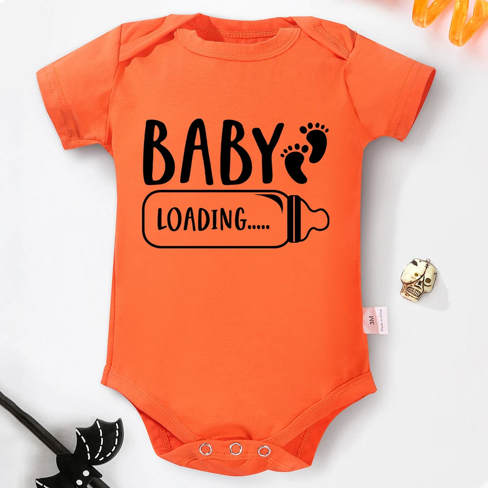 Pregnancy Announcement - Onesie Cotton Newborn Boy and Girl Romper 'Baby Loading'