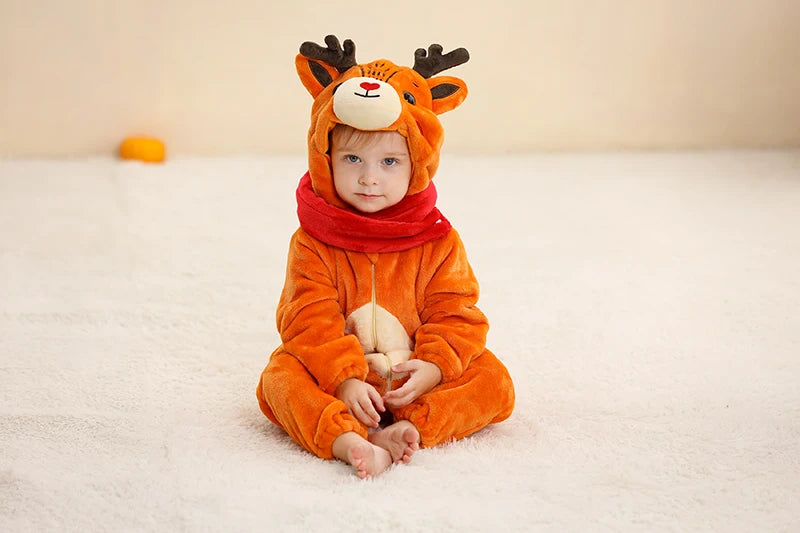 Winter Baby Rompers for Girls and Boys – Hooded Flannel Toddler Infant Overall Jumpsuit Costume (0M-1Years)