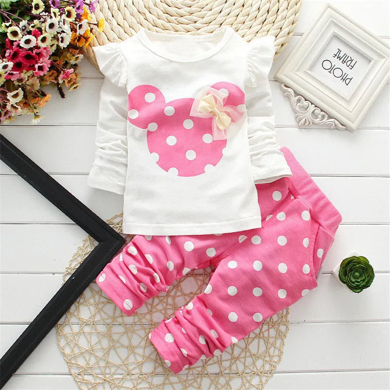 Toddler Girl Cartoon Long Sleeve T-Shirt and Pants 2-Piece Baby Jacket Set (3M-3Years)