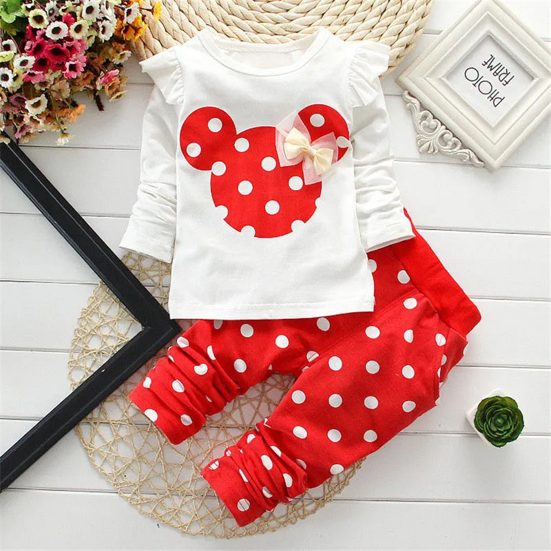 Toddler Girl Cartoon Long Sleeve T-Shirt and Pants 2-Piece Baby Jacket Set (3M-3Years)