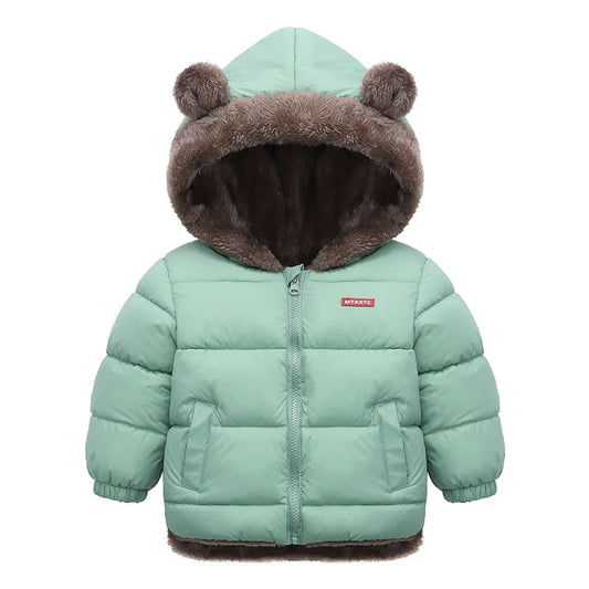 Baby Boys' and Girls' Hooded Cotton Jackets: Thick Fleece and Cashmere-Padded Winter Coats(2-5 Years).