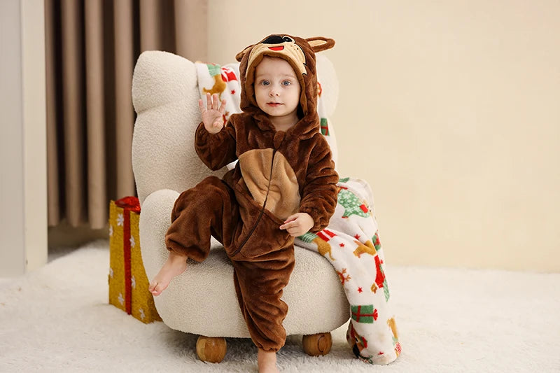 Winter Baby Rompers for Girls and Boys – Hooded Flannel Toddler Infant Overall Jumpsuit Costume (0M-1Years)
