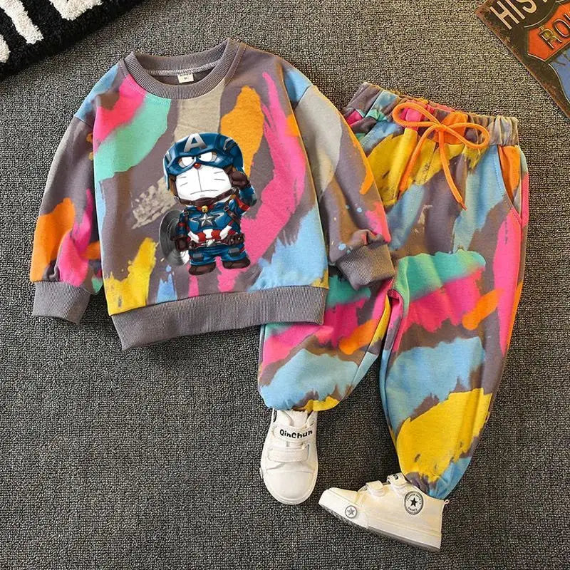 Kids' Cartoon Sweatshirt and Pants – 2-Piece Long Sleeve Casual Outfit for Boys and Girls (6M-6Years)