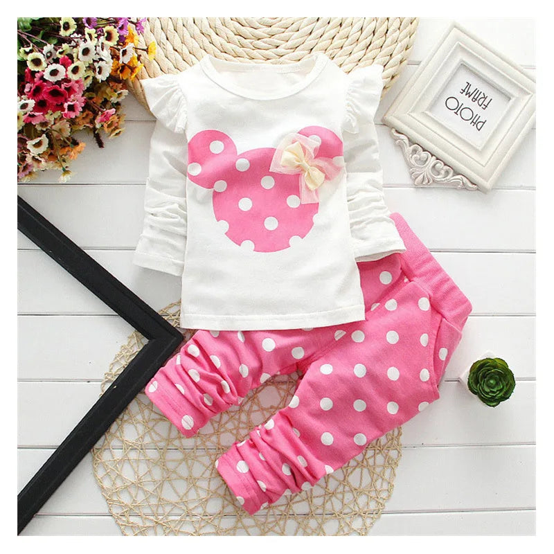 Toddler Girl Cartoon Long Sleeve T-Shirt and Pants 2-Piece Baby Jacket Set (3M-3Years)
