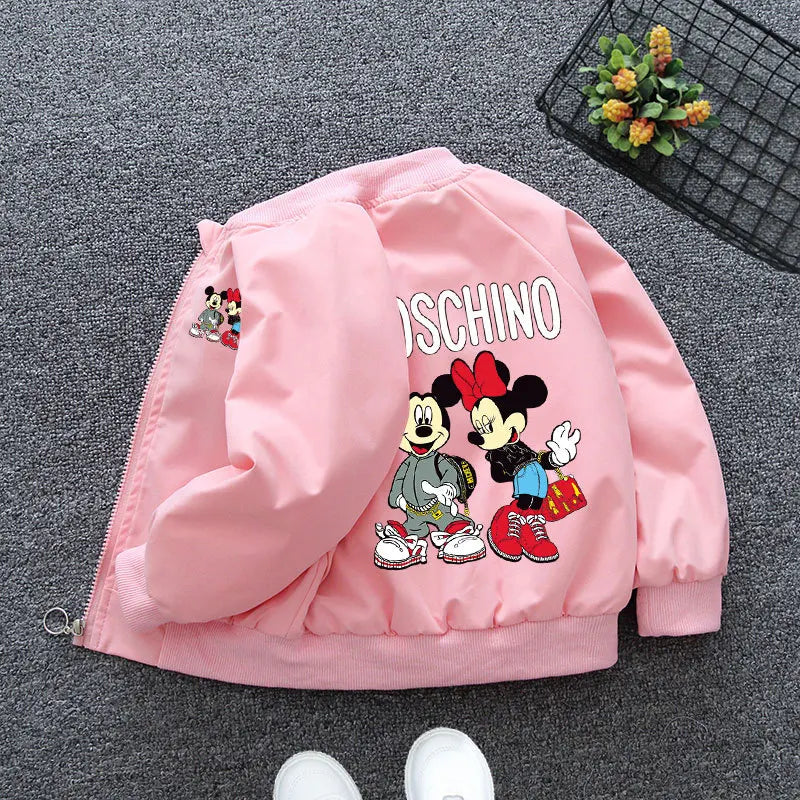 New Spring Kids' Windbreaker: Adorable Mickey, Minnie Mouse & Donald Duck Print Jacket for Boys and Girls (Ages 1-6).