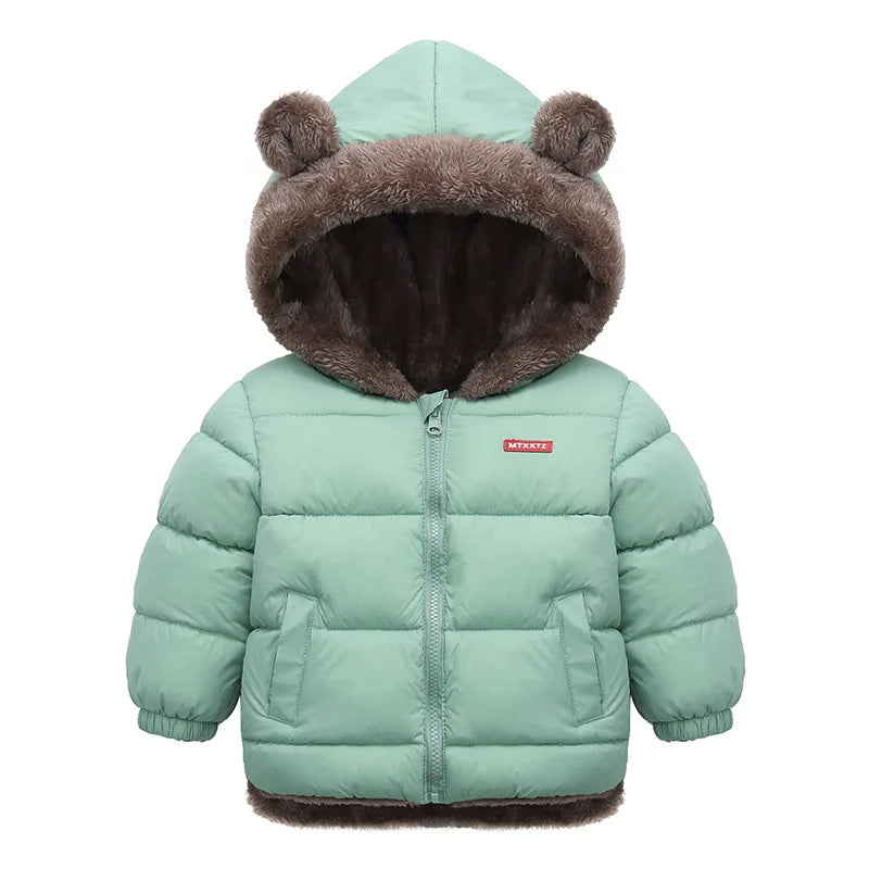 Baby Boys' and Girls' Hooded Cotton Jackets: Thick Fleece and Cashmere-Padded Winter Coats(2-5 Years).