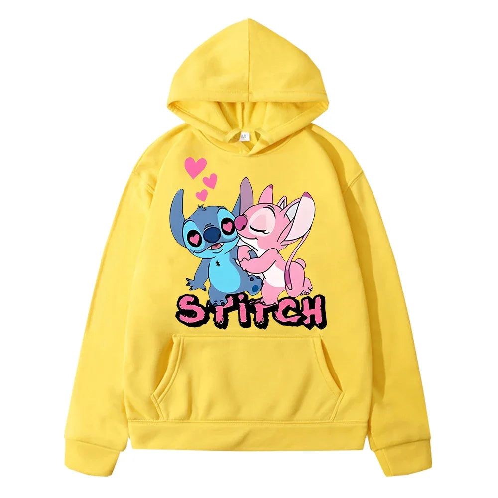 Disney Stitch Print Fleece Hoodie –Casual Pullover Sweatshirt for Boys & Girls