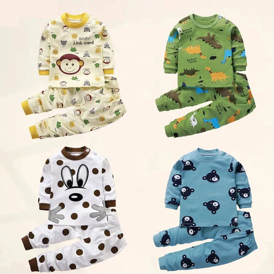 Kids 100% Cotton Pajamas Set – Boys & Girls Cotton Cartoon Outfit  (9M-8Years)