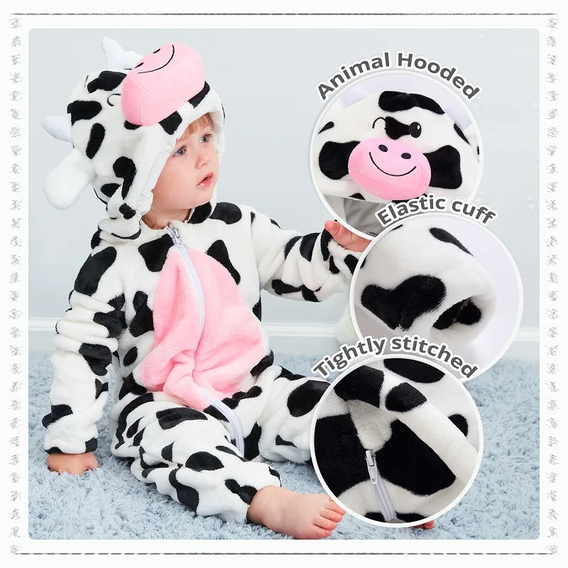 Winter Baby Rompers for Girls and Boys – Hooded Flannel Toddler Infant Overall Jumpsuit Costume (0M-1Years)