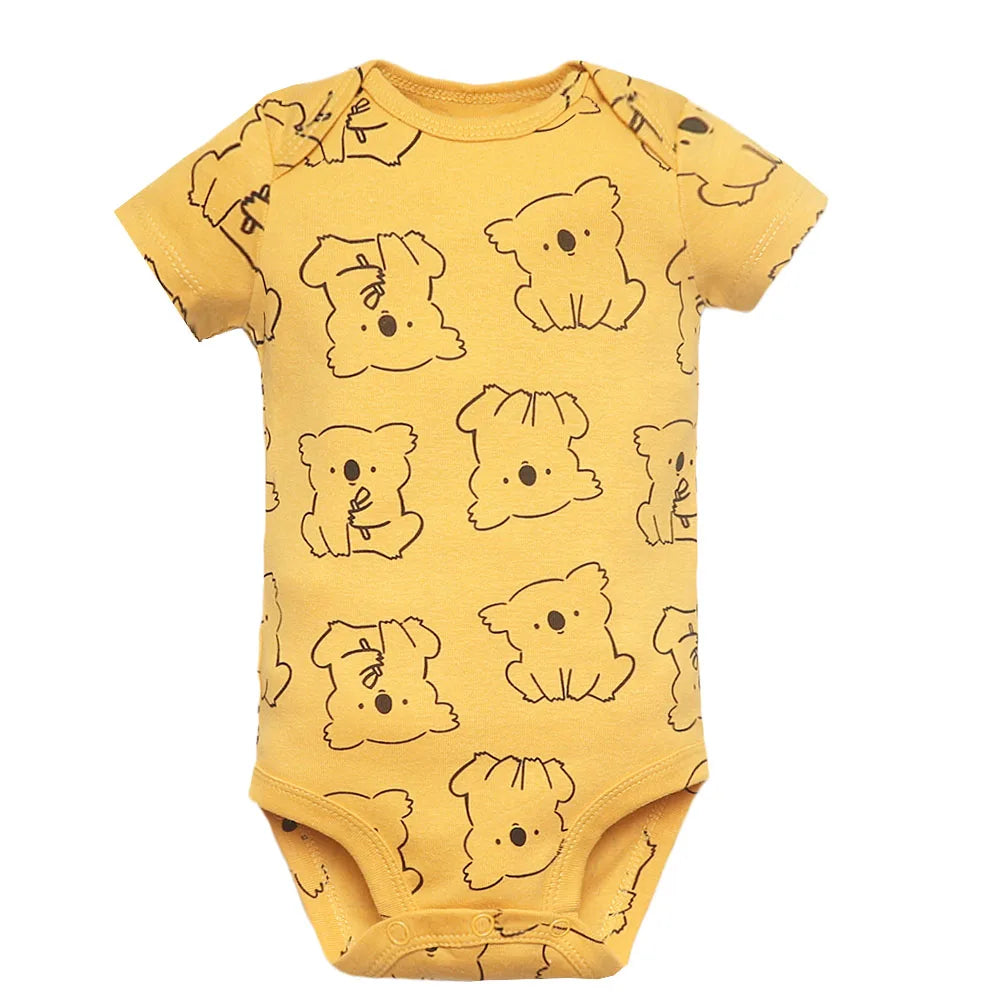 5PCS Baby Bodysuits Set – 100% Cotton Short Sleeve Newborn Clothes for Boys and Girls, Soft and Comfy Infant Outfit, Perfect Baby Shower Gift (6M-2Years)