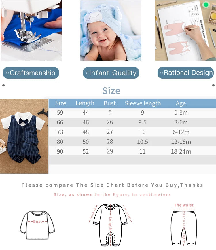 Newborn Baby Gentleman Party Outfit | Soft Cotton Short Sleeve Bodysuit for Boys (0-18 Months)
