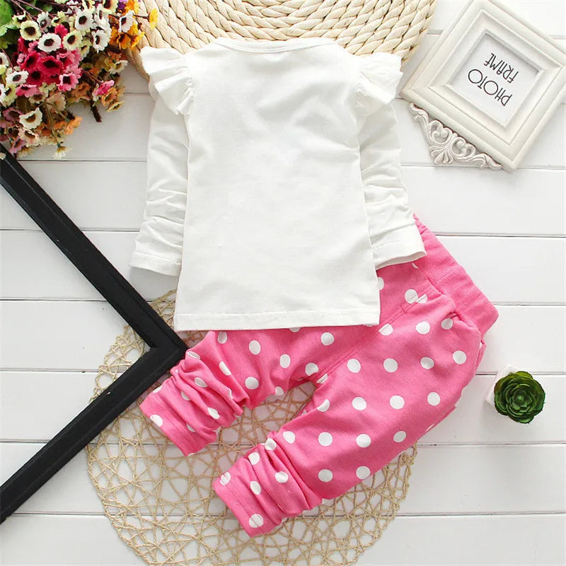 Toddler Girl Cartoon Long Sleeve T-Shirt and Pants 2-Piece Baby Jacket Set (3M-3Years)