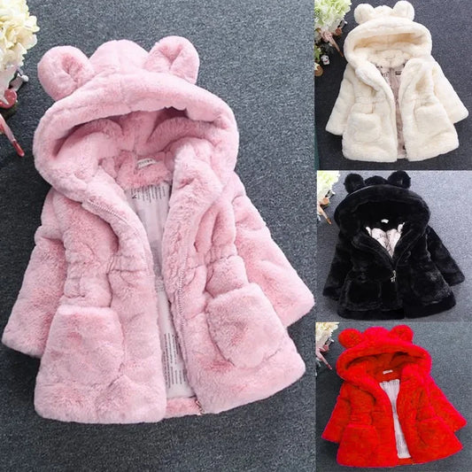 Warm Winter Coats for Baby Girls: Thick Faux Fur Hooded Jacket for (12M-7Years)