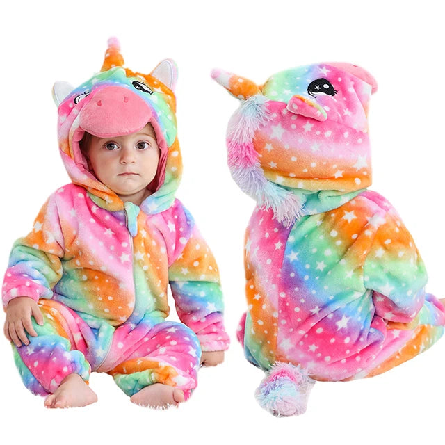 Winter Baby Rompers for Girls and Boys – Hooded Flannel Toddler Infant Overall Jumpsuit Costume (0M-1Years)