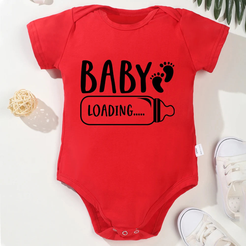 Pregnancy Announcement - Onesie Cotton Newborn Boy and Girl Romper 'Baby Loading'