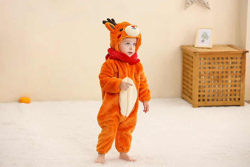 Winter Baby Rompers for Girls and Boys – Hooded Flannel Toddler Infant Overall Jumpsuit Costume (0M-1Years)