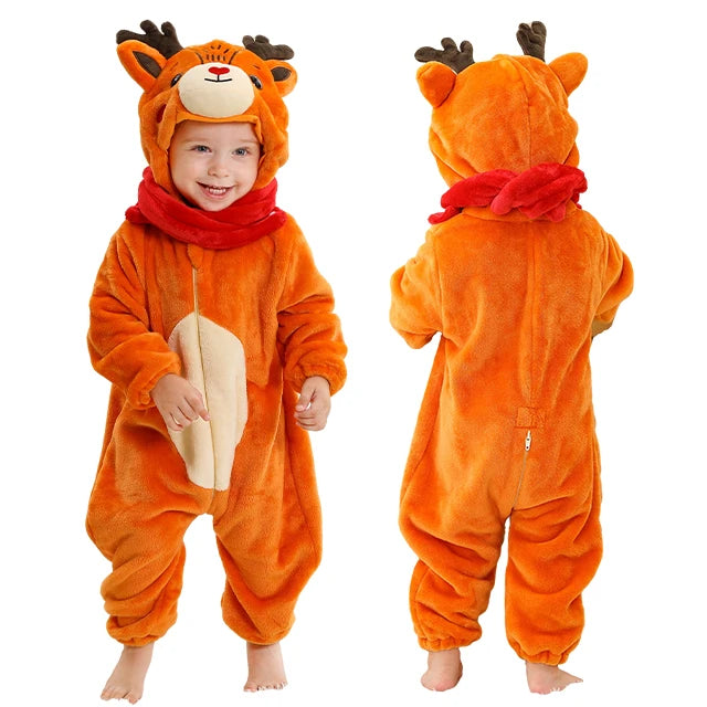 Winter Baby Rompers for Girls and Boys – Hooded Flannel Toddler Infant Overall Jumpsuit Costume (0M-1Years)