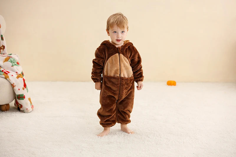 Winter Baby Rompers for Girls and Boys – Hooded Flannel Toddler Infant Overall Jumpsuit Costume (0M-1Years)