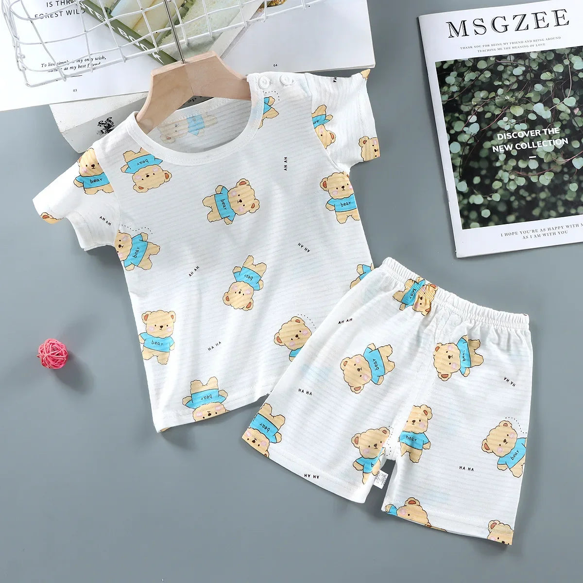 Summer Kid's Clothing Set – Short Sleeve T-Shirt and Shorts Home Sleepwear for Boys and Girls (9M-8Years).