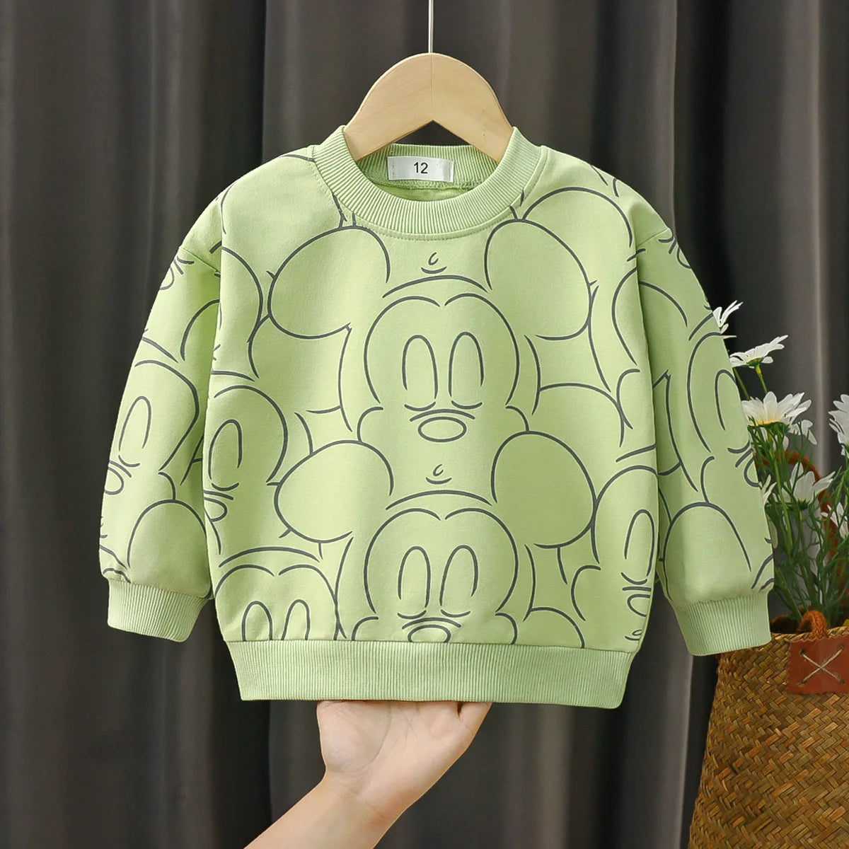 Disney Mickey Long Sleeve Sweatshirt – Fashionable Crewneck Pullover for Boys & Girls (0-3Years)