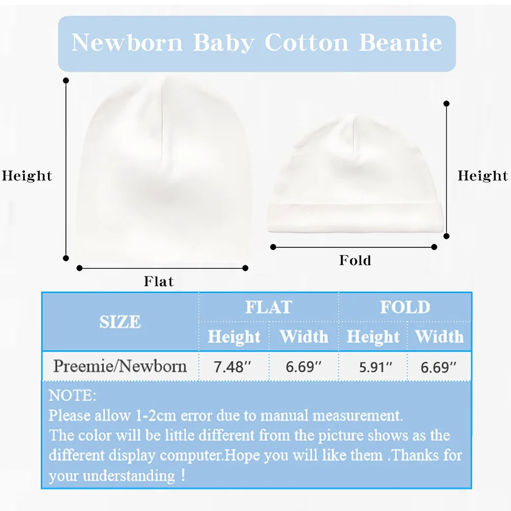 Personalize Baby Beanies Caps Newborn Hospital Hat Monogram Infant Cotton Windproof Hats Custom Name Headwear Baby Shower Gifts